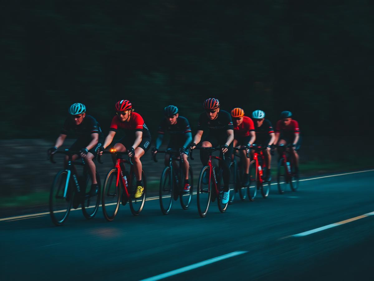 Elite cycling team leadout formation